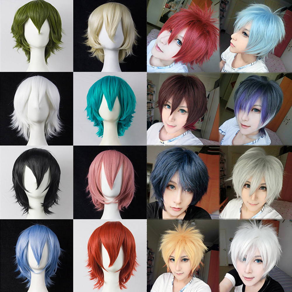 Unisex Anime Short Wig Straight Hair Cosplay Costume Party Heat Resistant Wigs