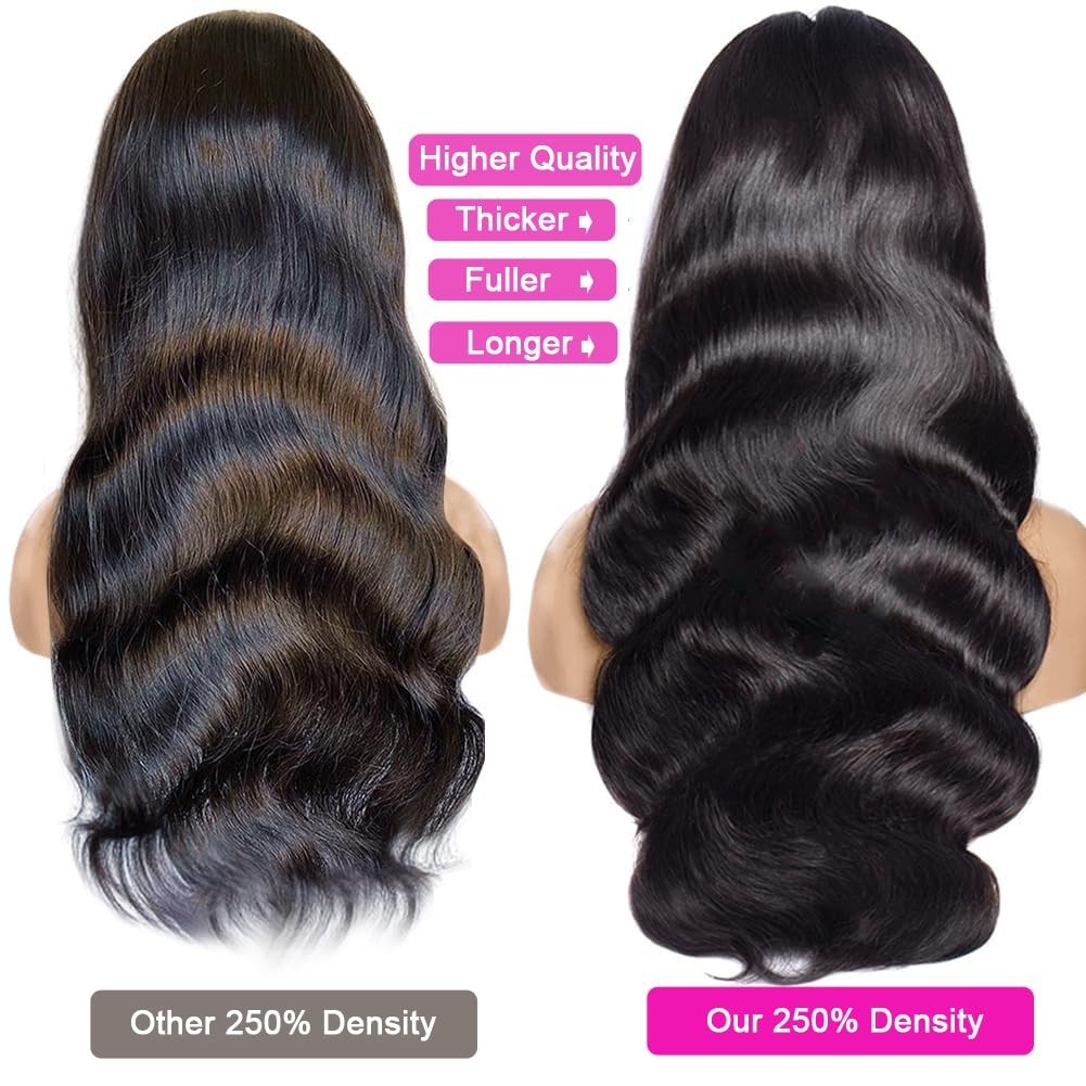 Human Hair Lace Front Wigs 20 Inch Body Wave Glueless Natural Black