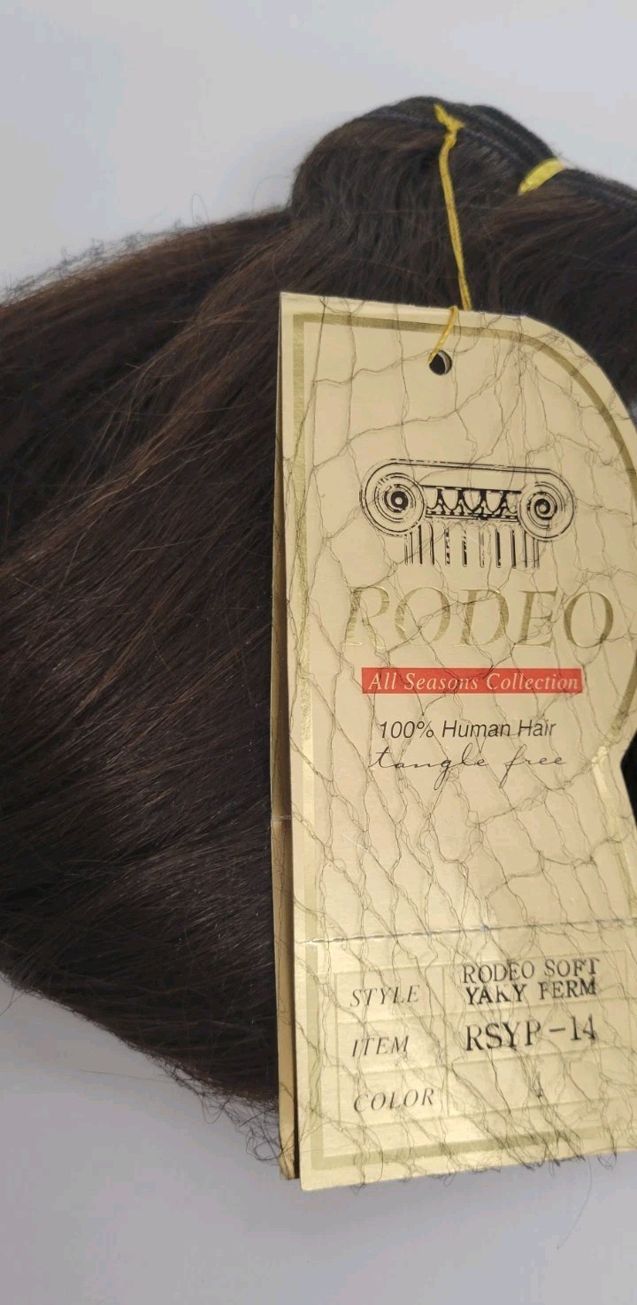 🎀 RODEO GOLD YAKY 14″ #4/BROWN 100% HUMAN REMY HAIR WEAVE STRAIGHT EXTENSION