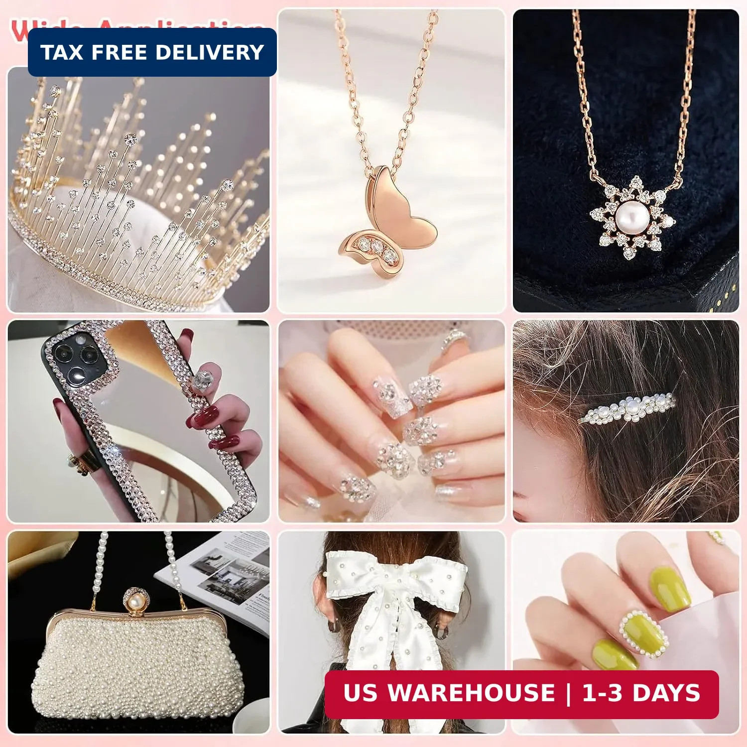 2032 Pieces Self Adhesive Hair Gems and Hair Pearls, Face Pearls and Jewels Stic