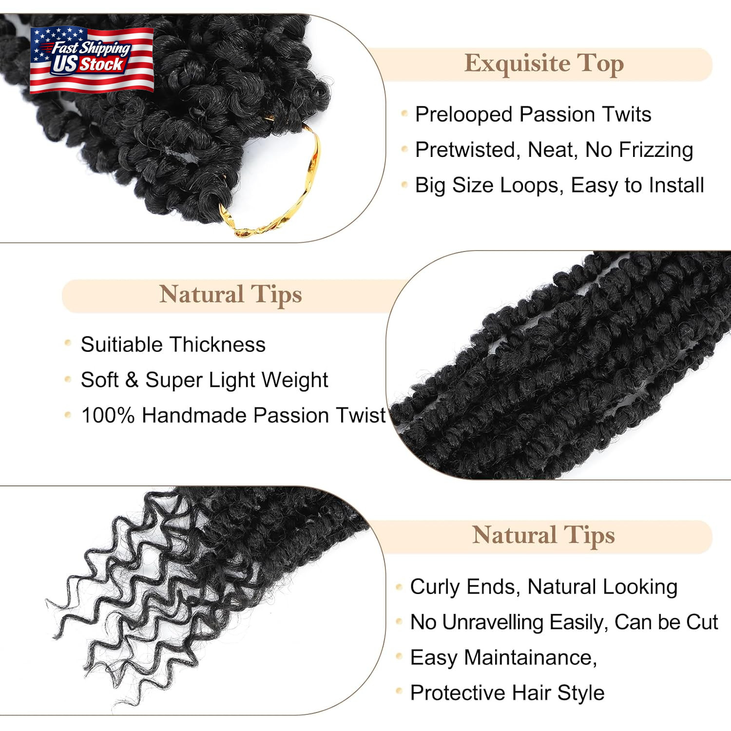 Passion Twist Crochet Hair,12 Inch 9 Packs Pretwisted Passion Twist Hair, Soft P