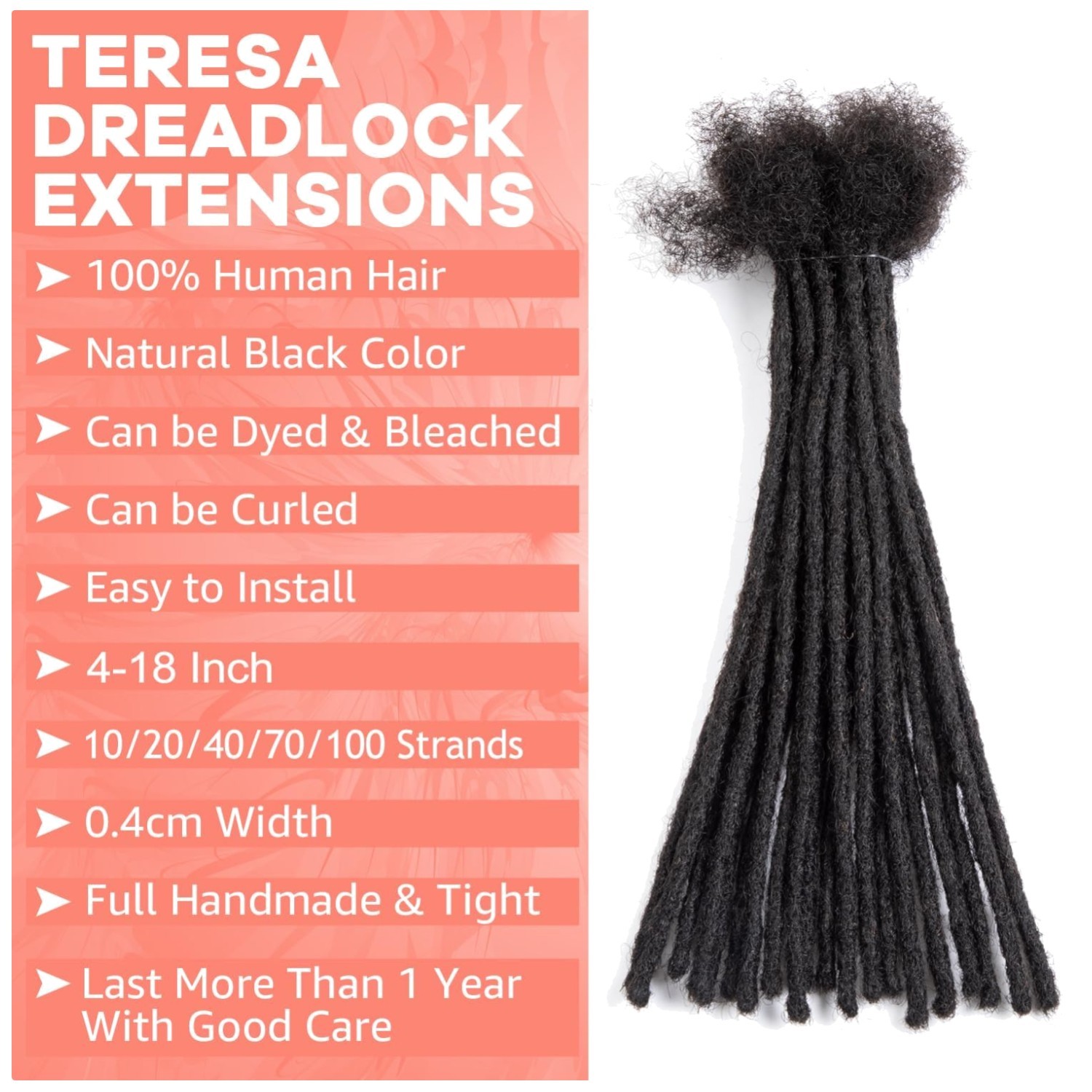 Afro Kinky Dreadlock Extensions 100% Human Hair