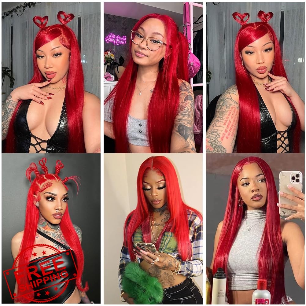CrmBmod 20 20 20 Inch Red Color-ST Straight Human Hair Bundles