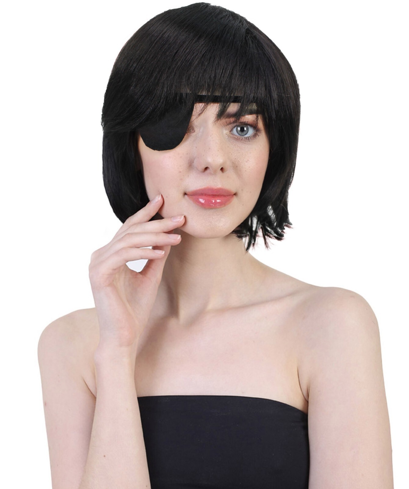 Adult Women’s Devil Hunter Bob Anime Wig, Breathable Capless Design, HW-7092