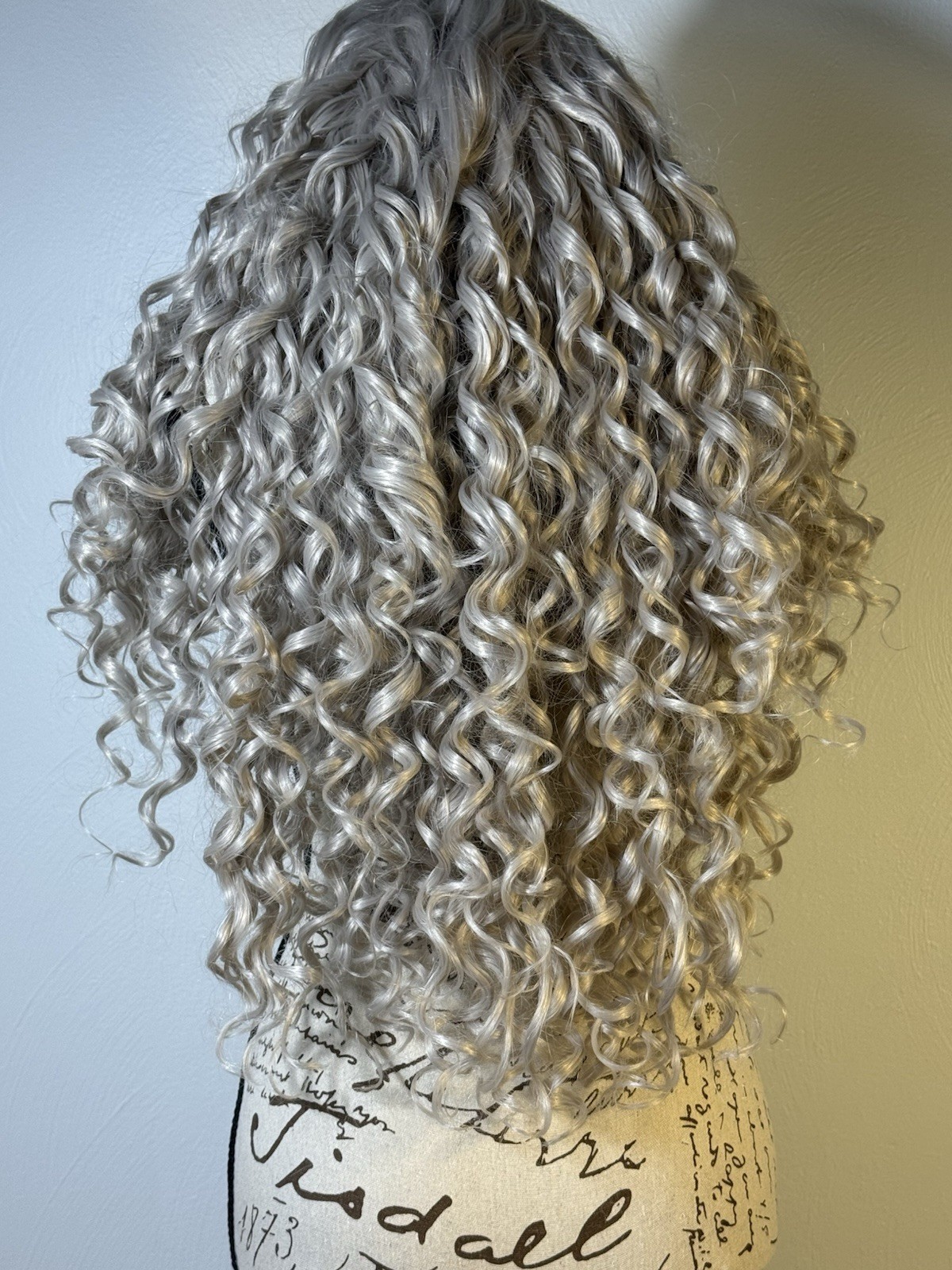 Lace Front Long Curly Gray/Silver Synthetic Wig Adjustable Strap Free-Part