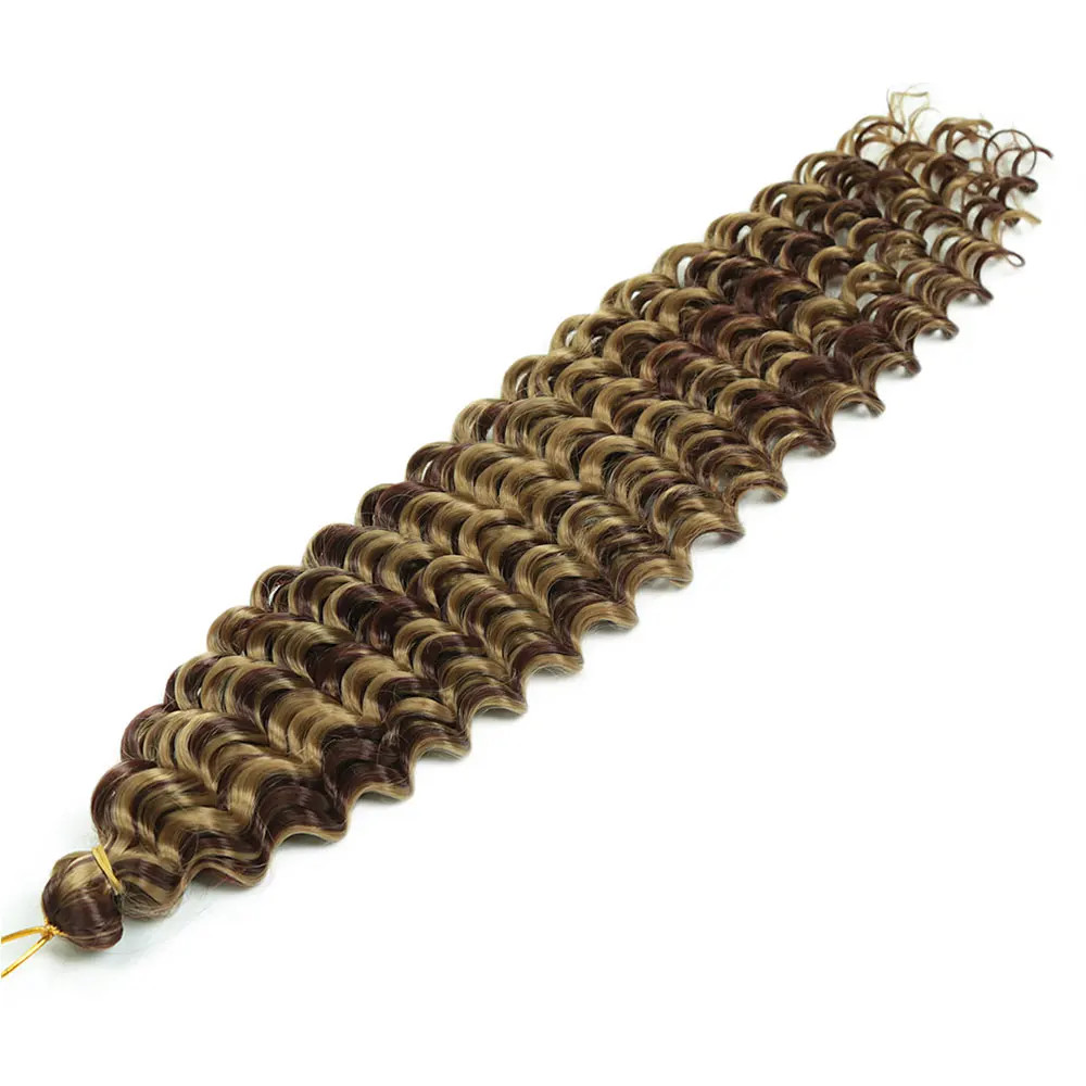 Women’s 22 Inch Soft Ombre Deep Twist Synthetic Crochet Braiding Hair Extensions