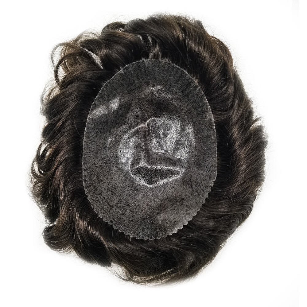 Mens Hair Replacement System Full Poly Thin Skin Toupee Units Human Hair Piece U