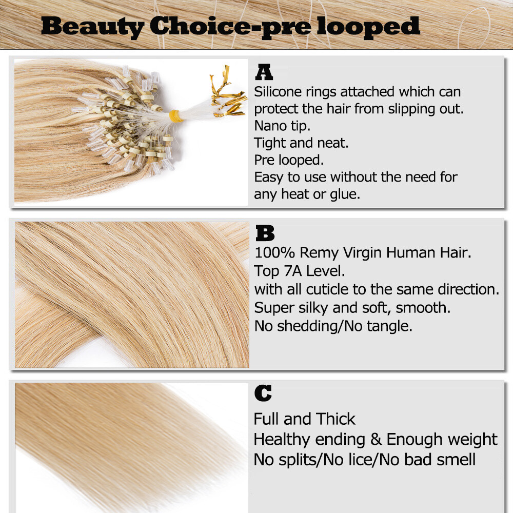 CLEARANCE Micro Loop Beads Real Remy Human Hair Extensions Ring 150S Balayage