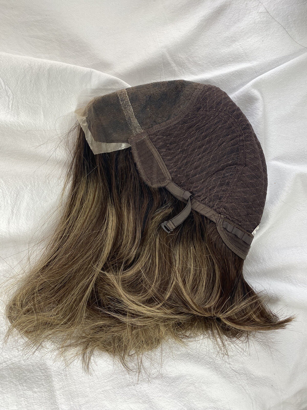 100% Human Hair Wig 12” BOB Hand Knotted Swiss lace Top And Front, Wefts Back