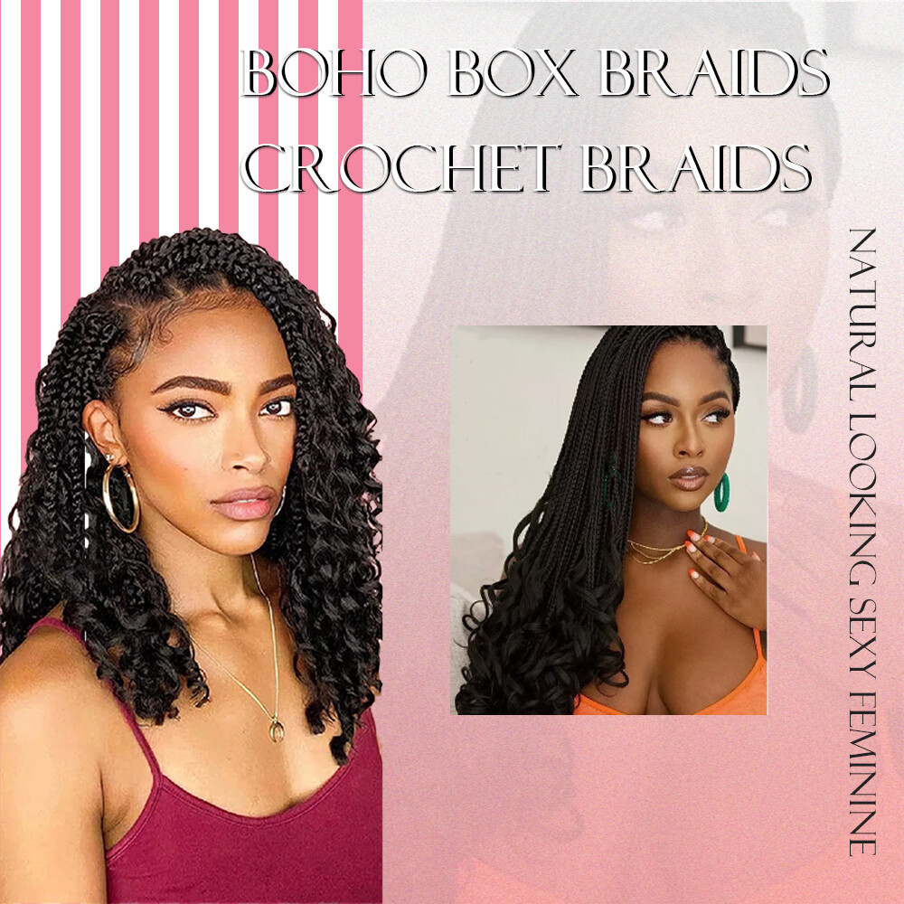 14 Inch Goddess Box Braids Crochet Hair Bohomian Crochet Box Braids Curly Ends