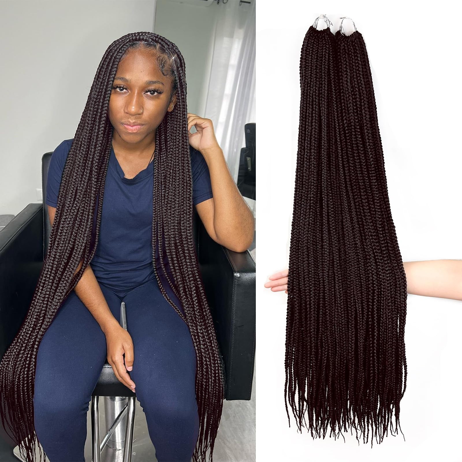 Sunsmilely Crochet Braids 7 Packs 40 Inch 140 Strands Braids Crochet Hair Dark
