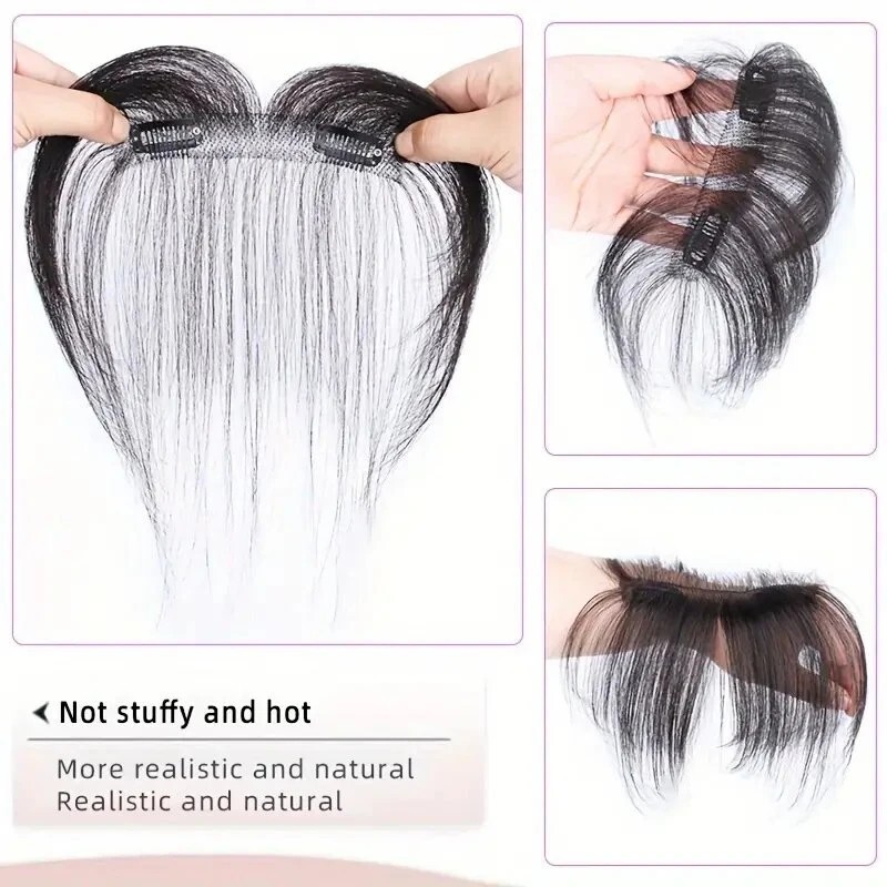 100% Real Human Hair Straight Hair Full Hand Crochet Bangs Wig Universal