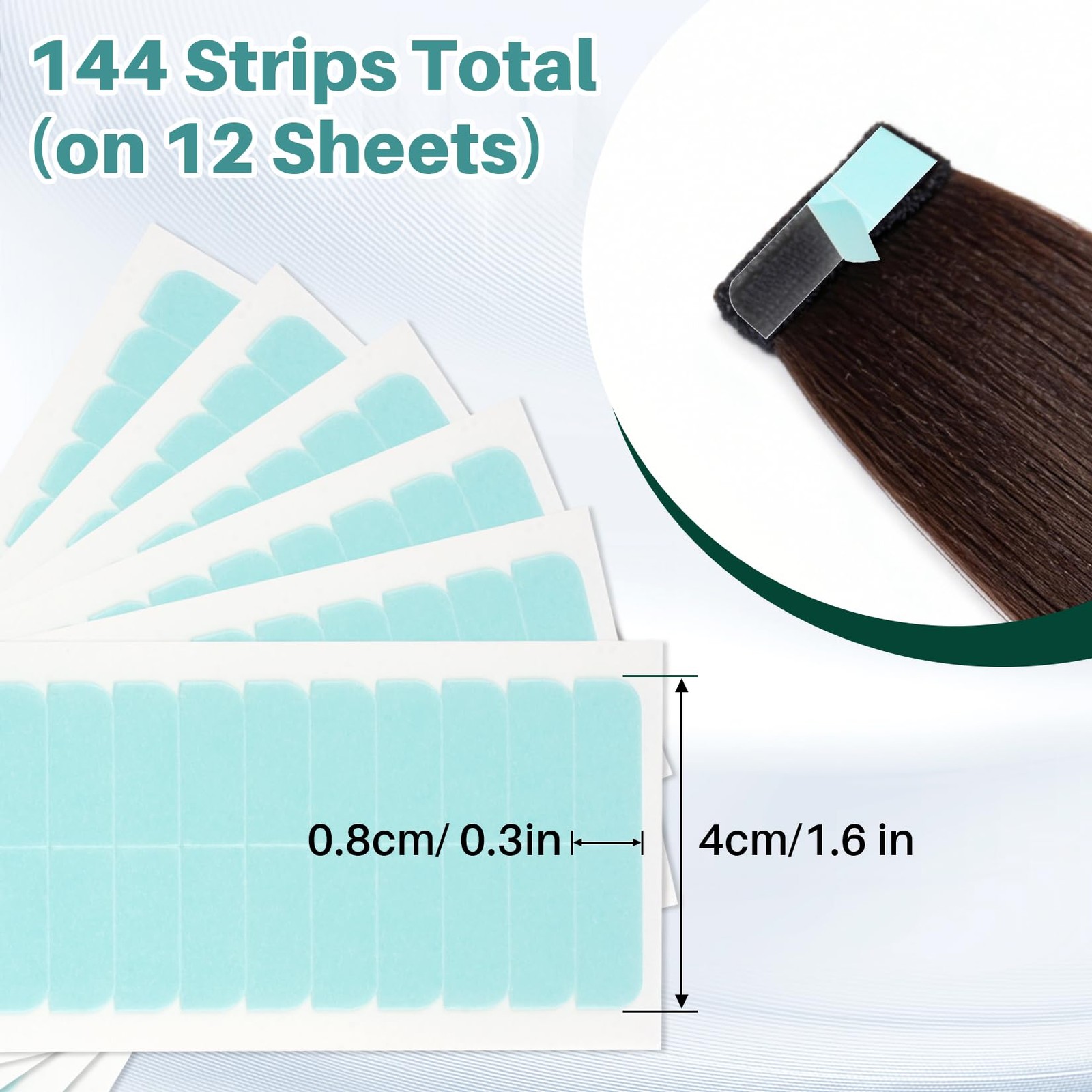 Hair Extension Tape Tabs, Strong Hold Waterproof Tape for Wigs & Extensions