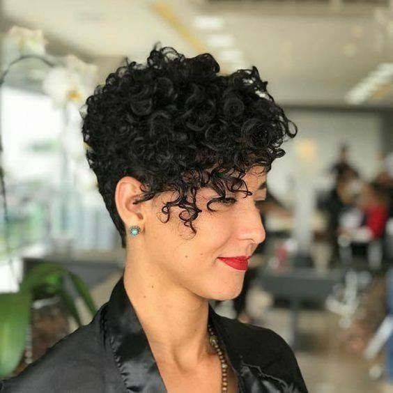 Burgundy Red Short Pixie Cut Curly Wig with Side Bangs for Women Synthetic Hair