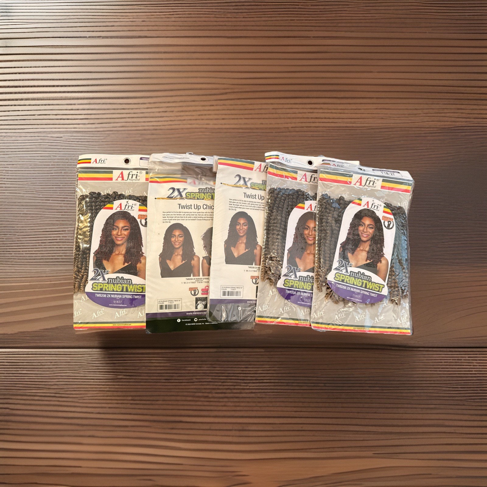 African Naptural Nubian Spring Twist Crochet Loop T1B27 Hair. 5-packs. New