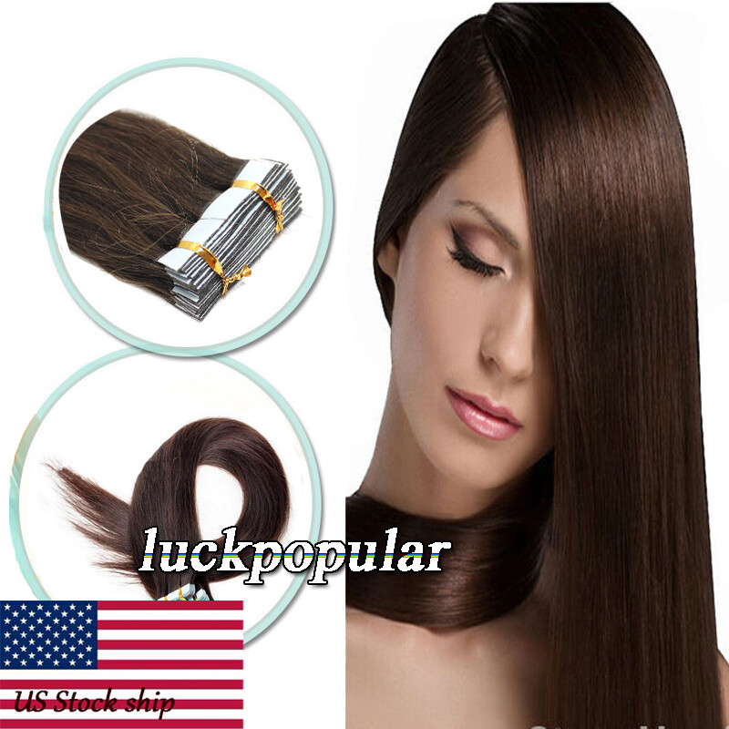 Invisible Tape in Human Hair Extensions Seamless Adhesive PU Skin Wefts RemyHair