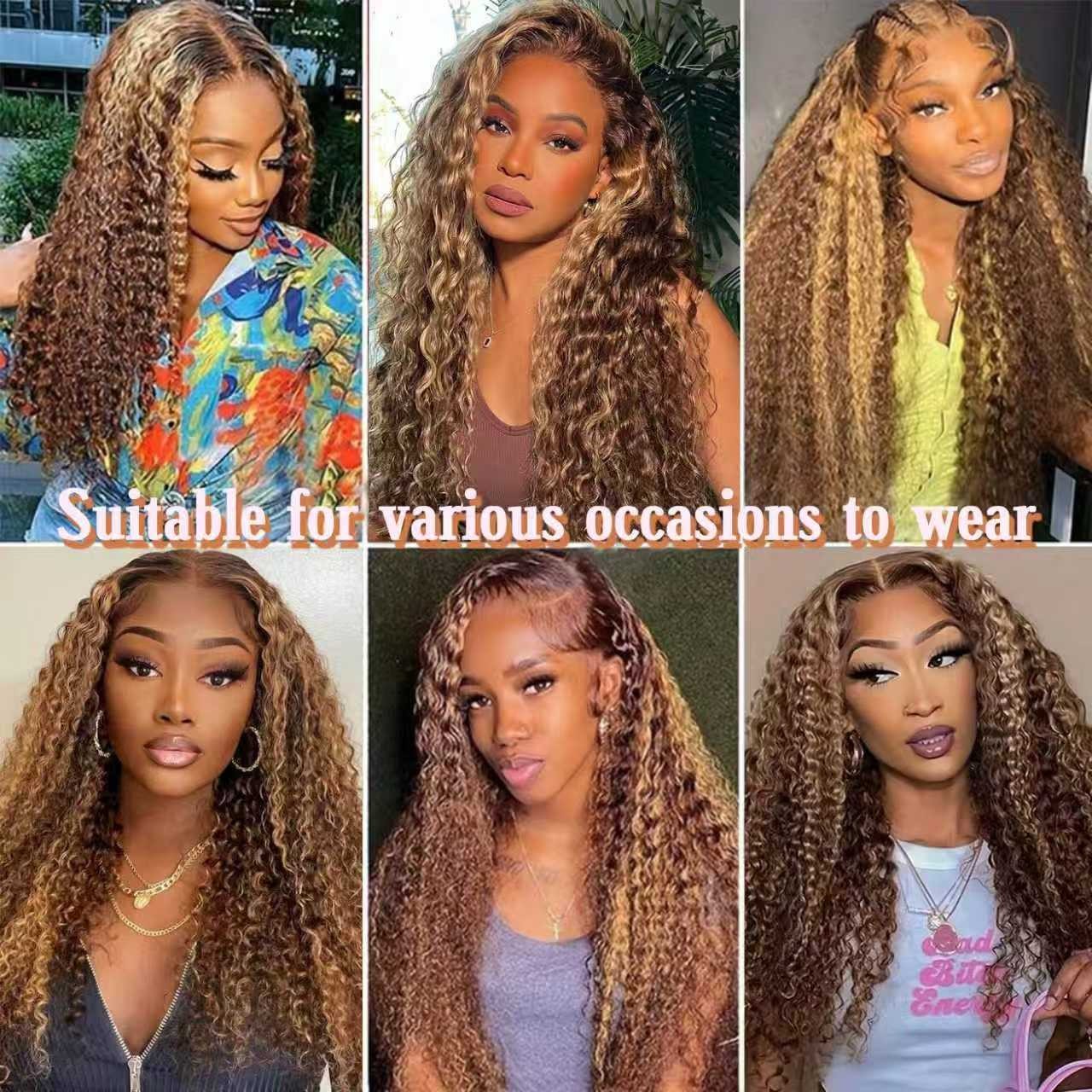 250% Density 5×5 Deep Wave Honey Blonde 4/27 Transparent Lace Human Hair