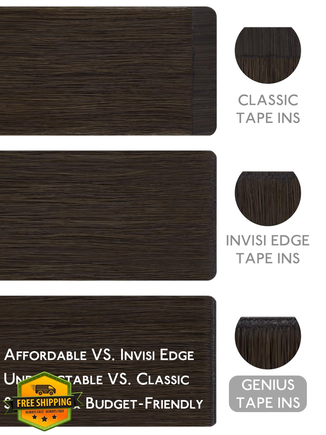 Wennalife 14 Inch #2A Light Dark Brown Tape Ins