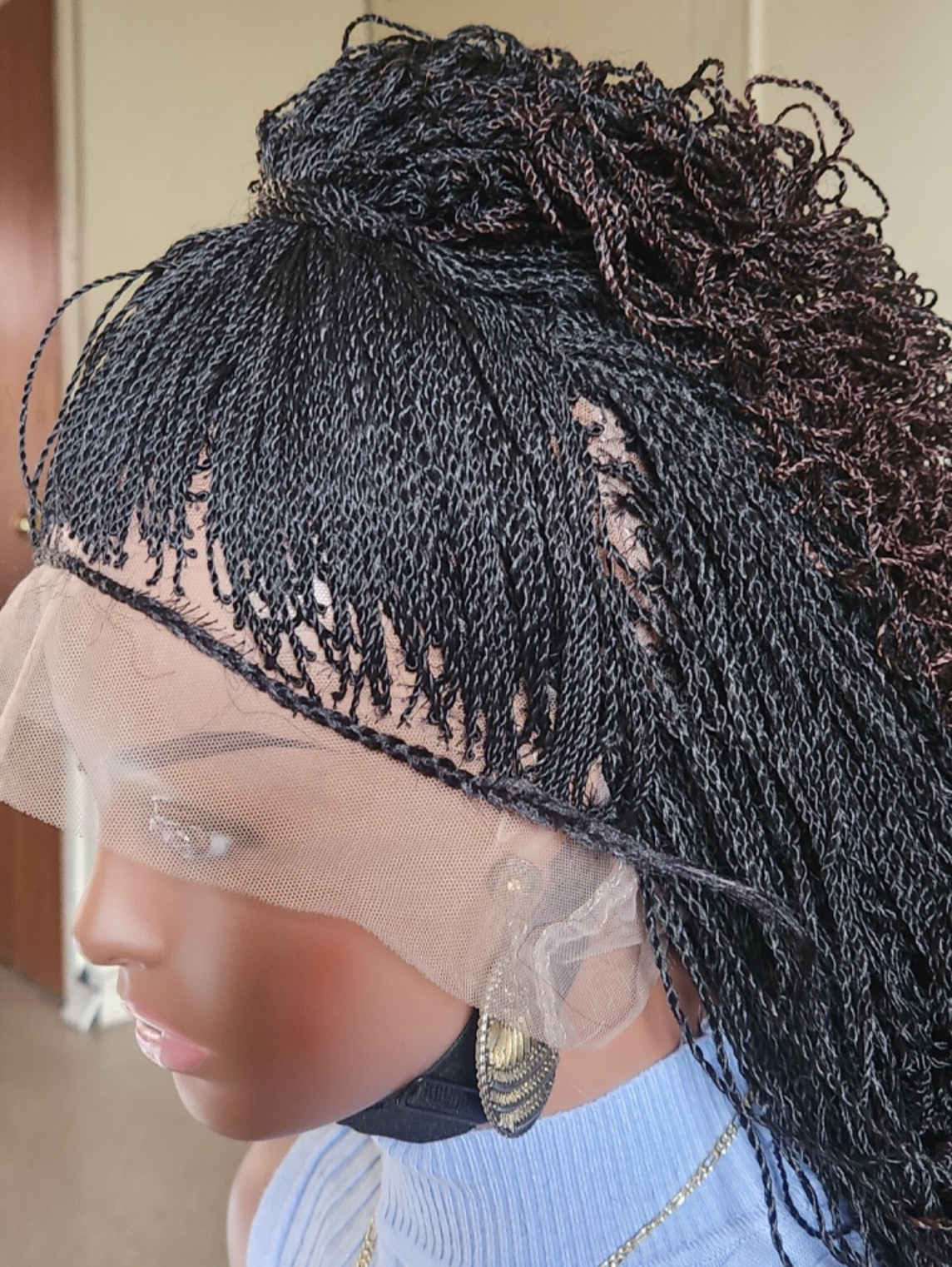 Handmade braided long Senegalese twist curly wig 1B/Dark Brown