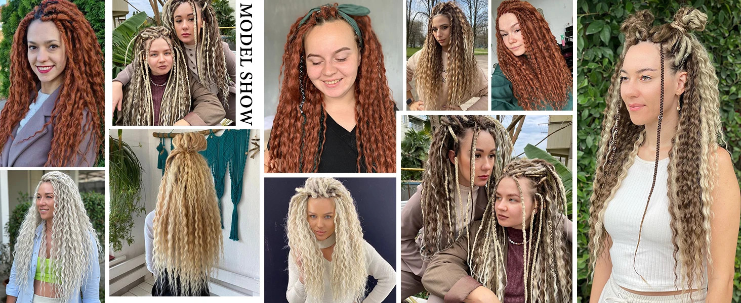 3 In 1 Mixed Hippie Single Ended Dreadlocks Synthetic Hair Extensions for Women