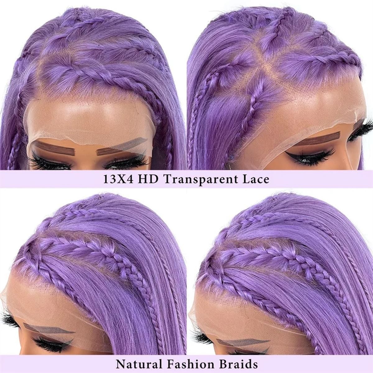 Ubetta Purple Wig Human Hair Lilac Glueless 13X6 Lace Front Wigs Human Hair Pre