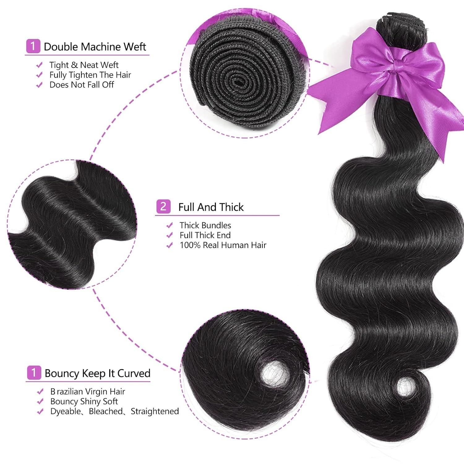 12A Human Hair Bundles 16 18 20 Inch Body Wave Bundles Human Hair 100% Unproc…
