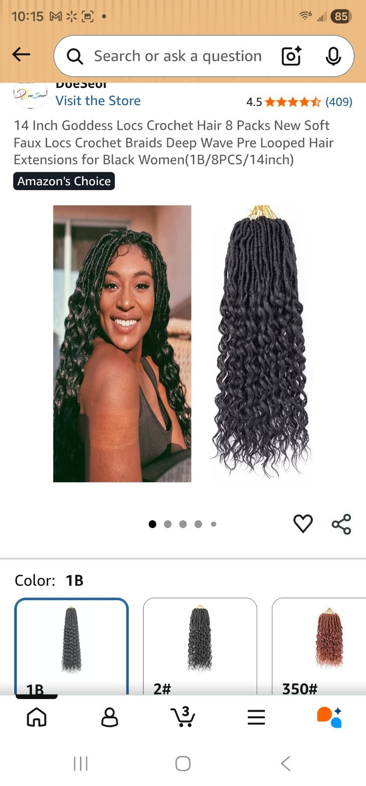 DoeSeor Goddess Locs Deep Wave Crochet Hair Extension Synthetic 1B 14in 8 Packs