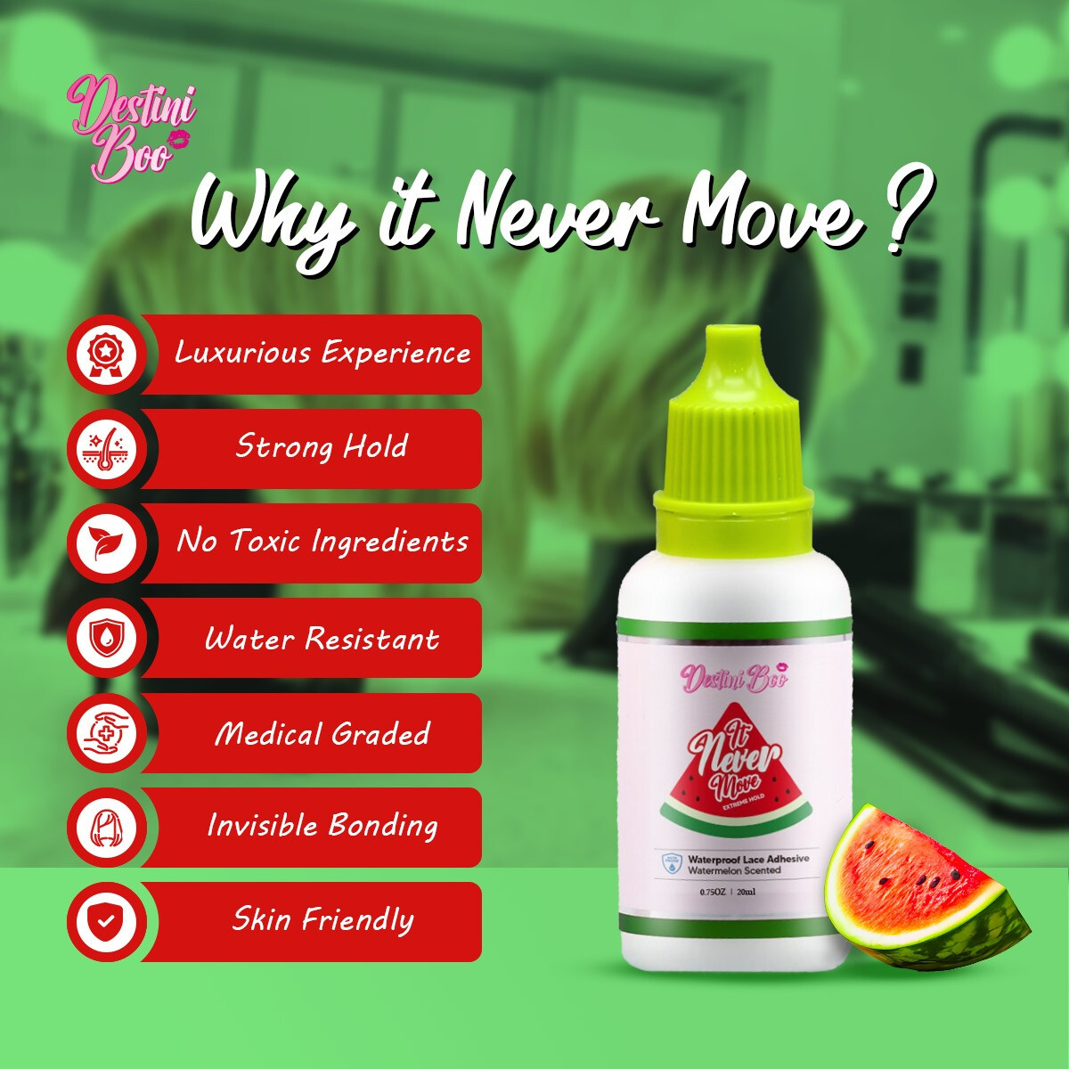DESTINI BOO Lace Glue (Wigs and Hair) – Watermelon ( 20ml / 30ml )