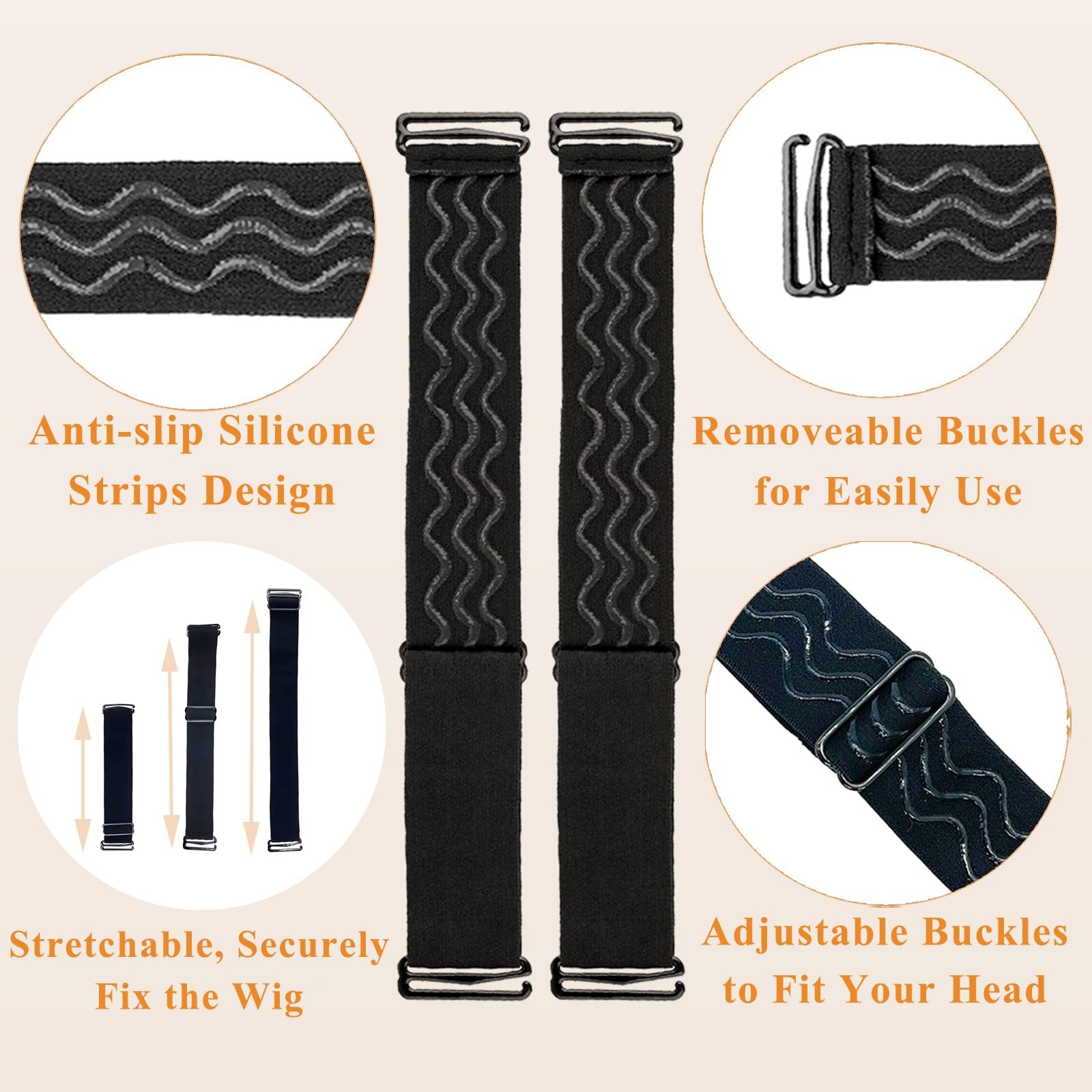 6 Pcs Elastic Band Adjustable Straps for Wig Making Lace Bands Wig Accessories