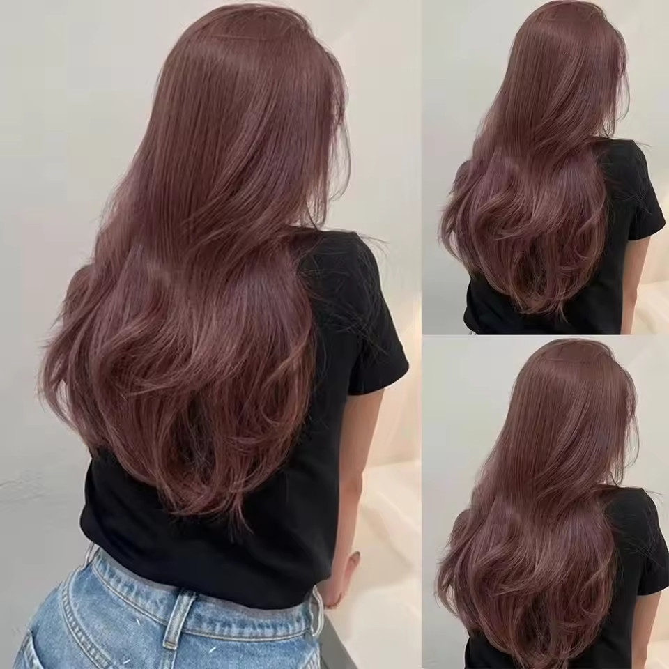 Women Caramel Pink Brown 100% Human Hair Straight Lace Front Wig 200% Density