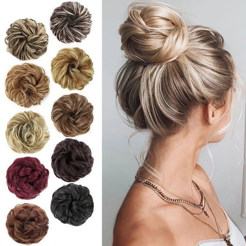Natural Curly Messy Bun Hair Piece Scrunchie Updo Hair Extensions Real as