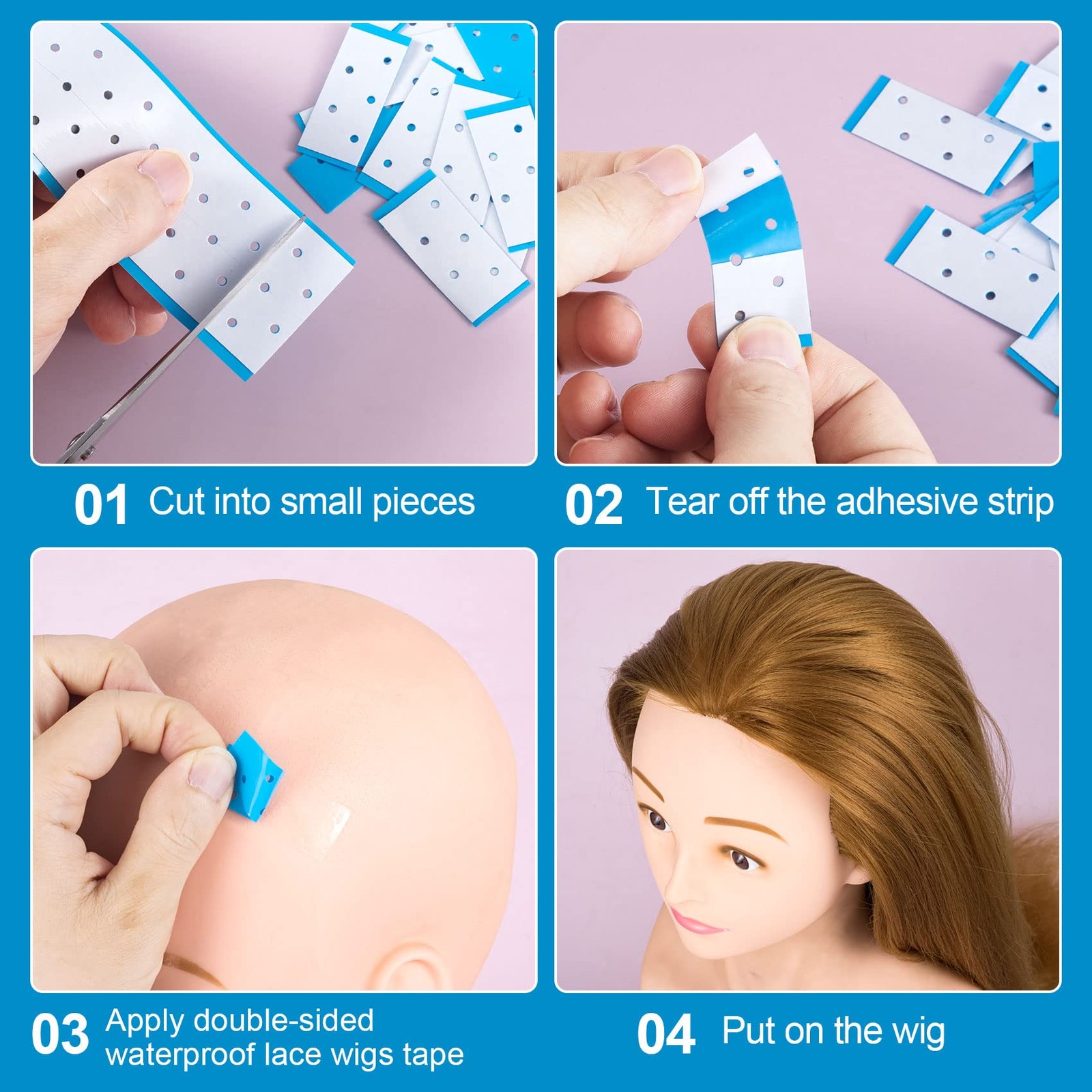 5 Sheets Double-Sided Wig Tape with Hole, Waterproof Toupee Tape for Lace Wig…