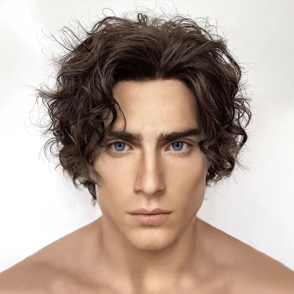 13X6 Lace Front Wigs For Men Human Hair Short Curly Cut Male Lace Wig Glueless
