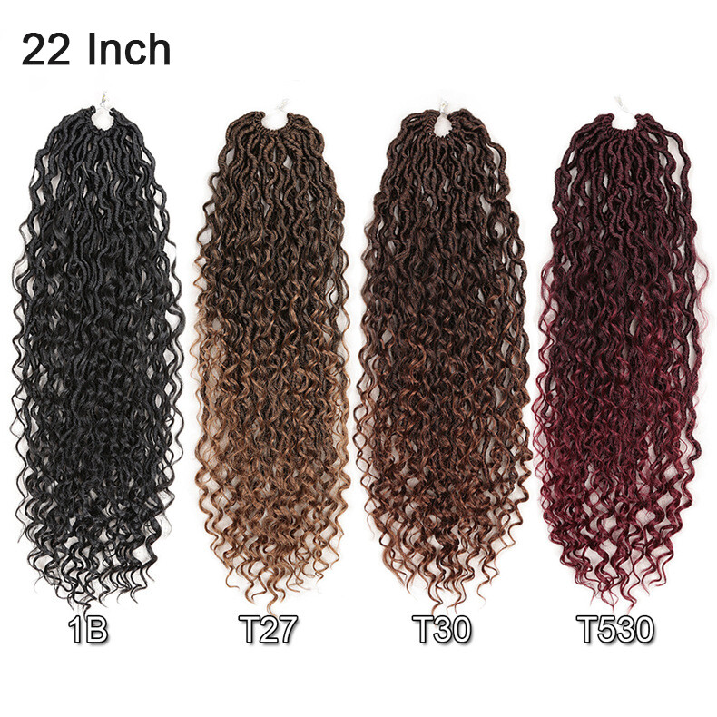 14″-26″ Goddess Faux Locs Crochet Hair River Locs Curly Braiding Hair Extensions