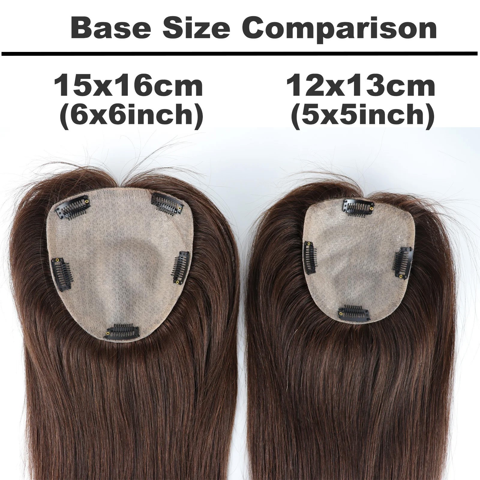 150% Desnity Wavy #1b Black Silk Base Topper 15x16cm Real Human Hair For Woman