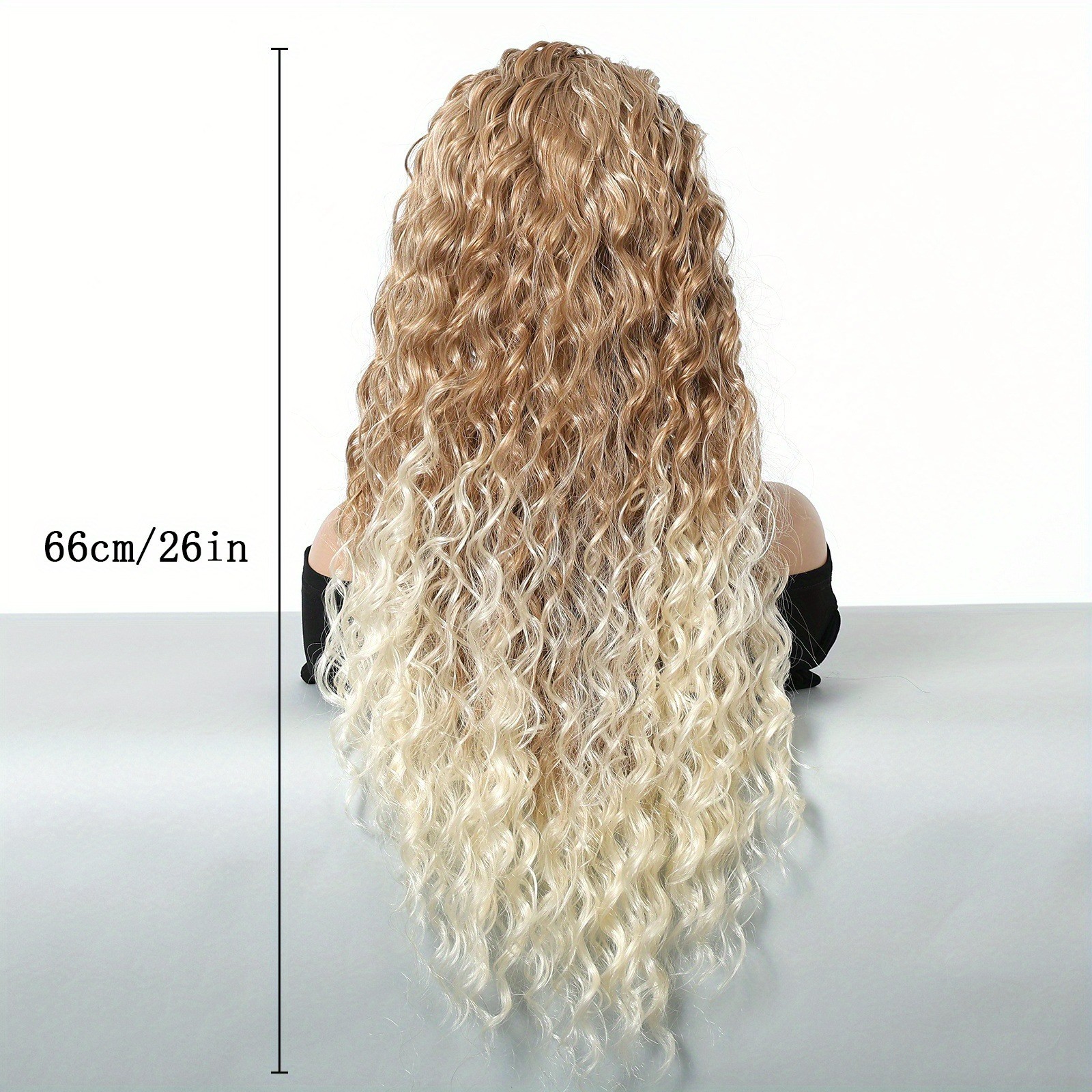 26″ Ombre Blonde Long Curly Headband Wig Synthetic Hair Costume Party Halloween
