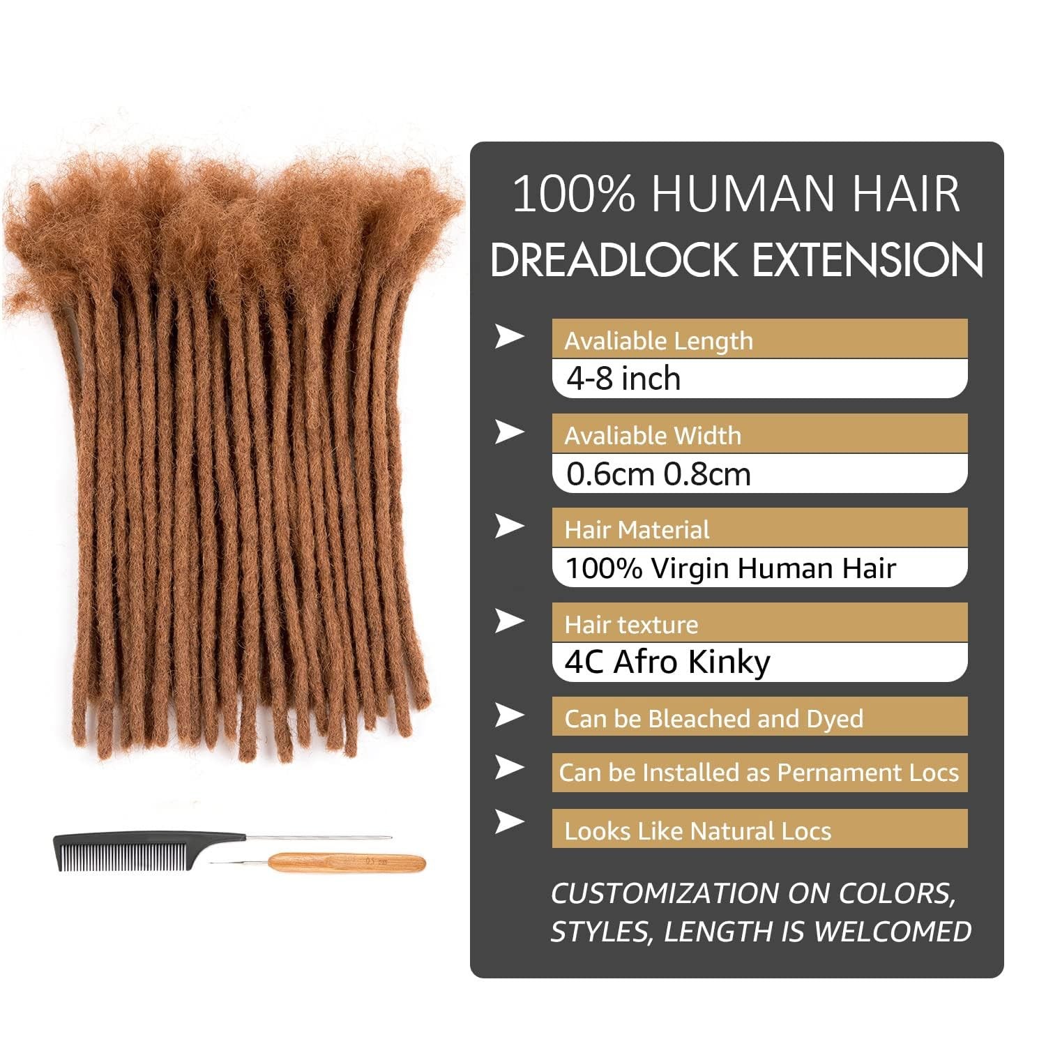 DAIXI 0.6cm & 0.8cm Thickness #30 Brown 6 Inch 30 Strands 100% Real Human Hair D