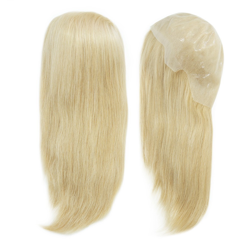 Women Wigs Human Hair Full Head Wigs All Poly Skin Blonde Hair 14”#613