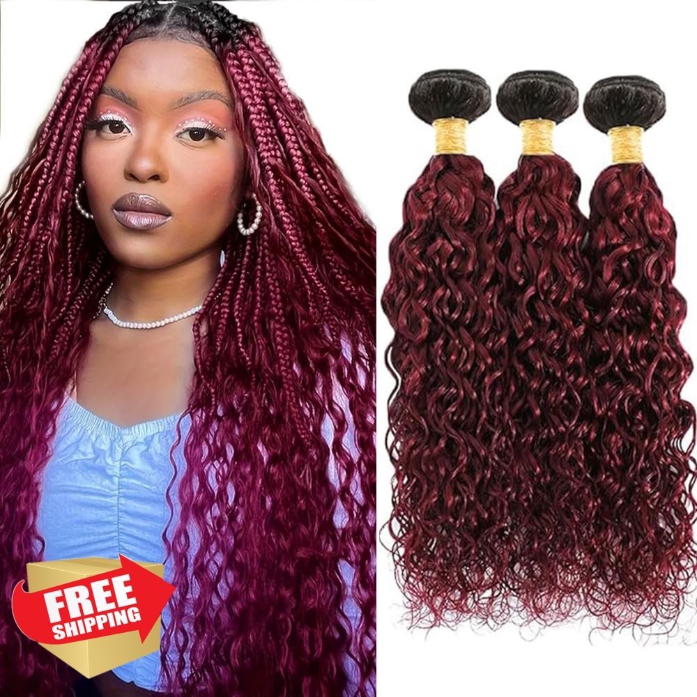 Raivide Hair Bundles 26 Inch Burgundy Wine Red #1B99JWT