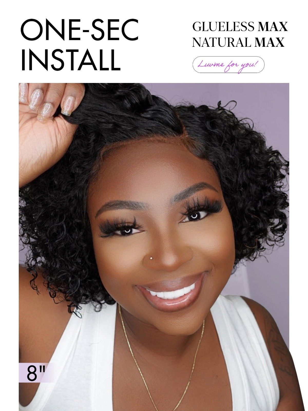 Short Curly 10″ Human Hair Wig – Glueless Lace Closure, Undetectable HD Lace