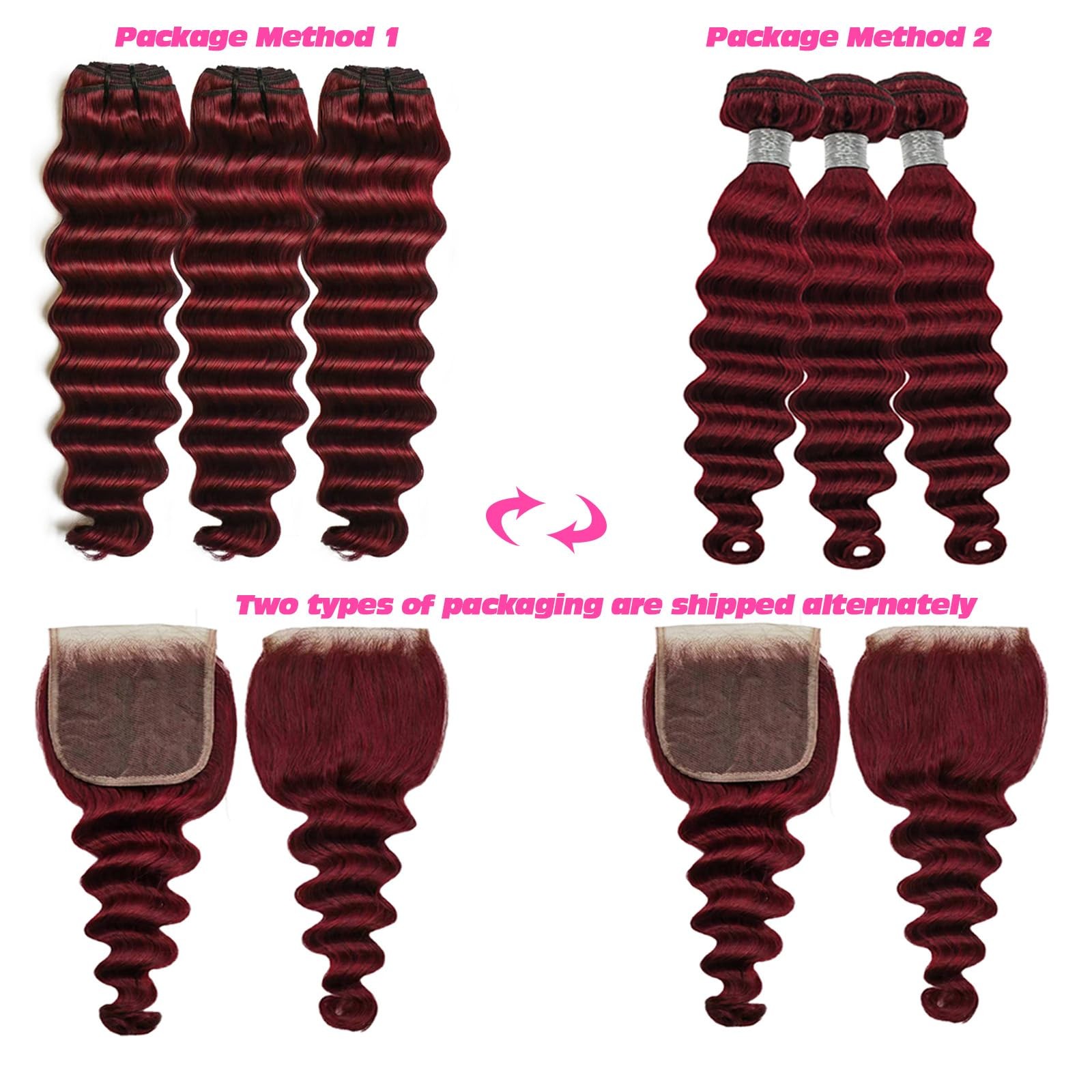 Rqy Loose Deep Wave Bundles Human Hair Closure 14 16 18 With14 Wet And Wavy