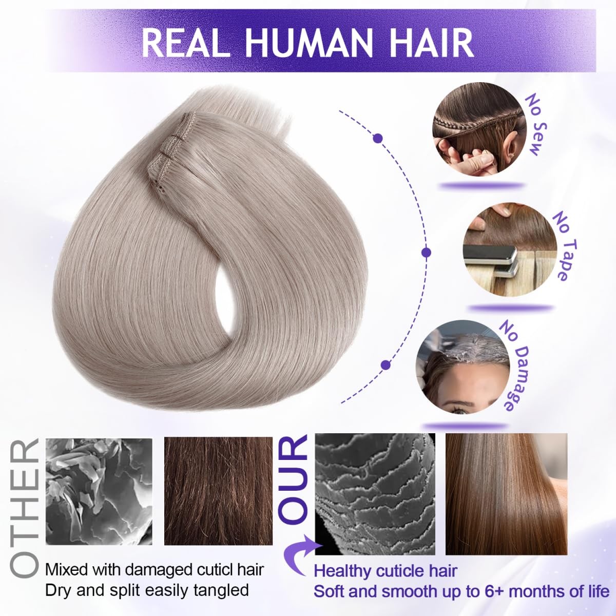 Cwrdk Clip In Hair Extensions Real Human Hair 22Inch 110G 100 Brazilian Remy