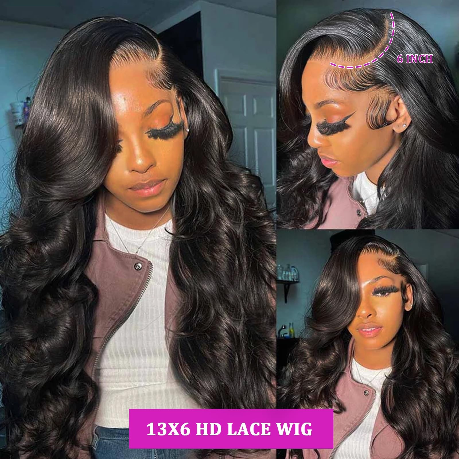 Skygrow 13X6 Body Wave Lace Front Wigs Human Hair Wig 250 Density 15A Raw Hd