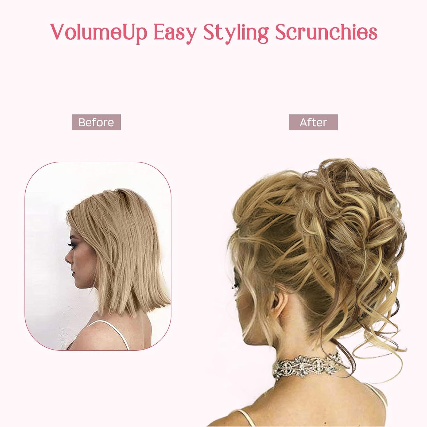 HOOJIH Messy Bun Hair Piece, 2PCS Tousled Updo with Tendrils Hair Bun Extensions