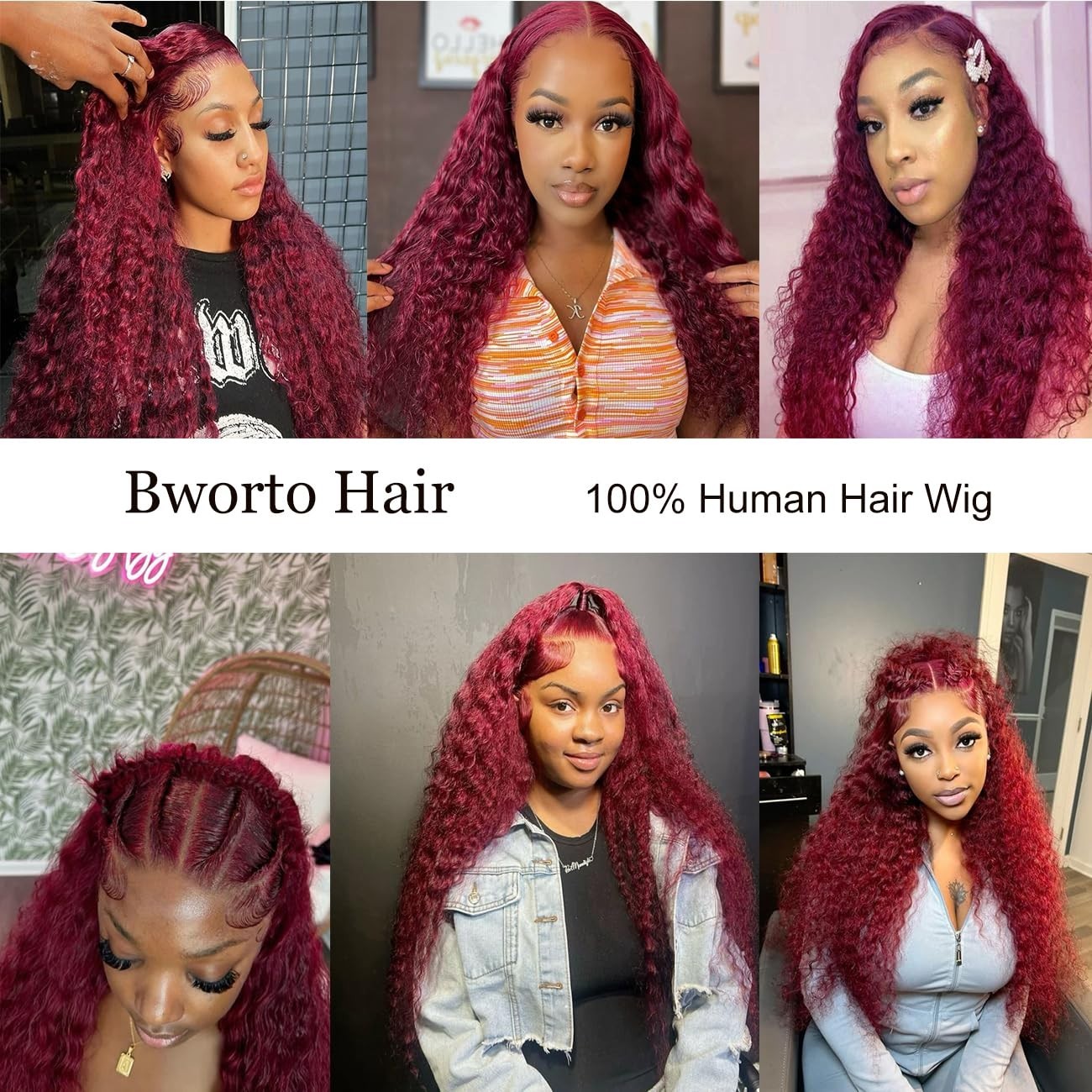 30 Inch Burgundy Human Hair Wig – 13×6 Lace Front Deep Wave Style