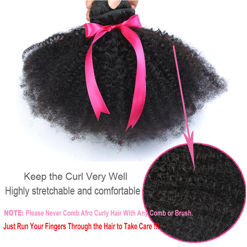 Mongolian Kinky Curly Hair Weft 3Bundles Virgin Afro Human Hair Extension Weaves