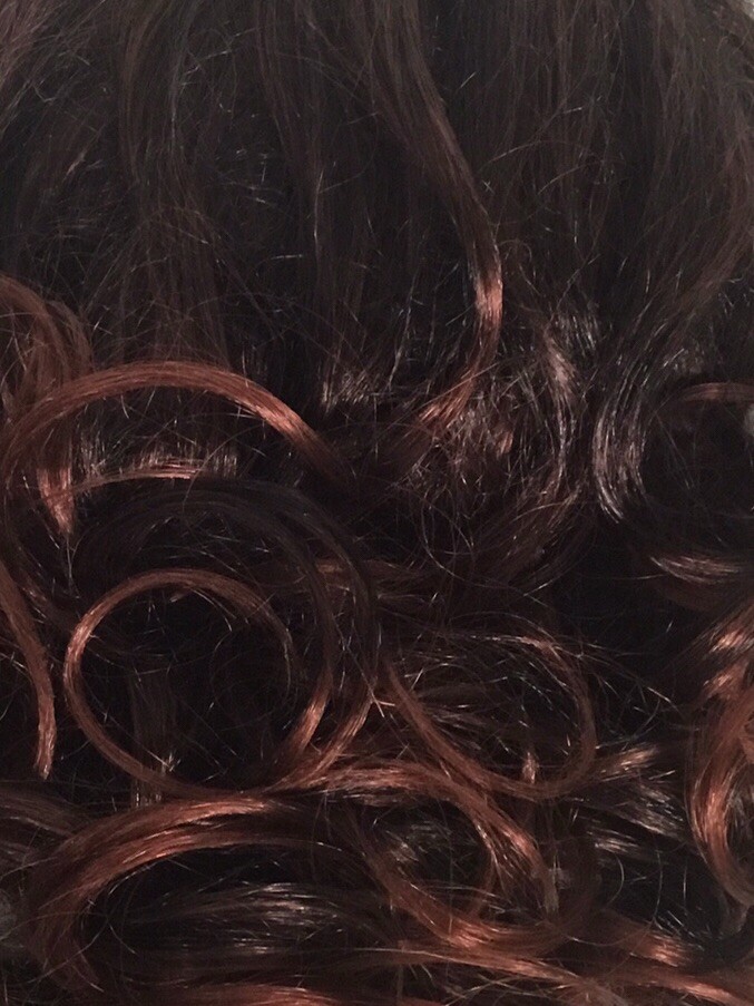 New! ISIS Collection Wrap-N-Tie Hairpiece Soft Curls Dark Brown /Red (6-ISS) NWT