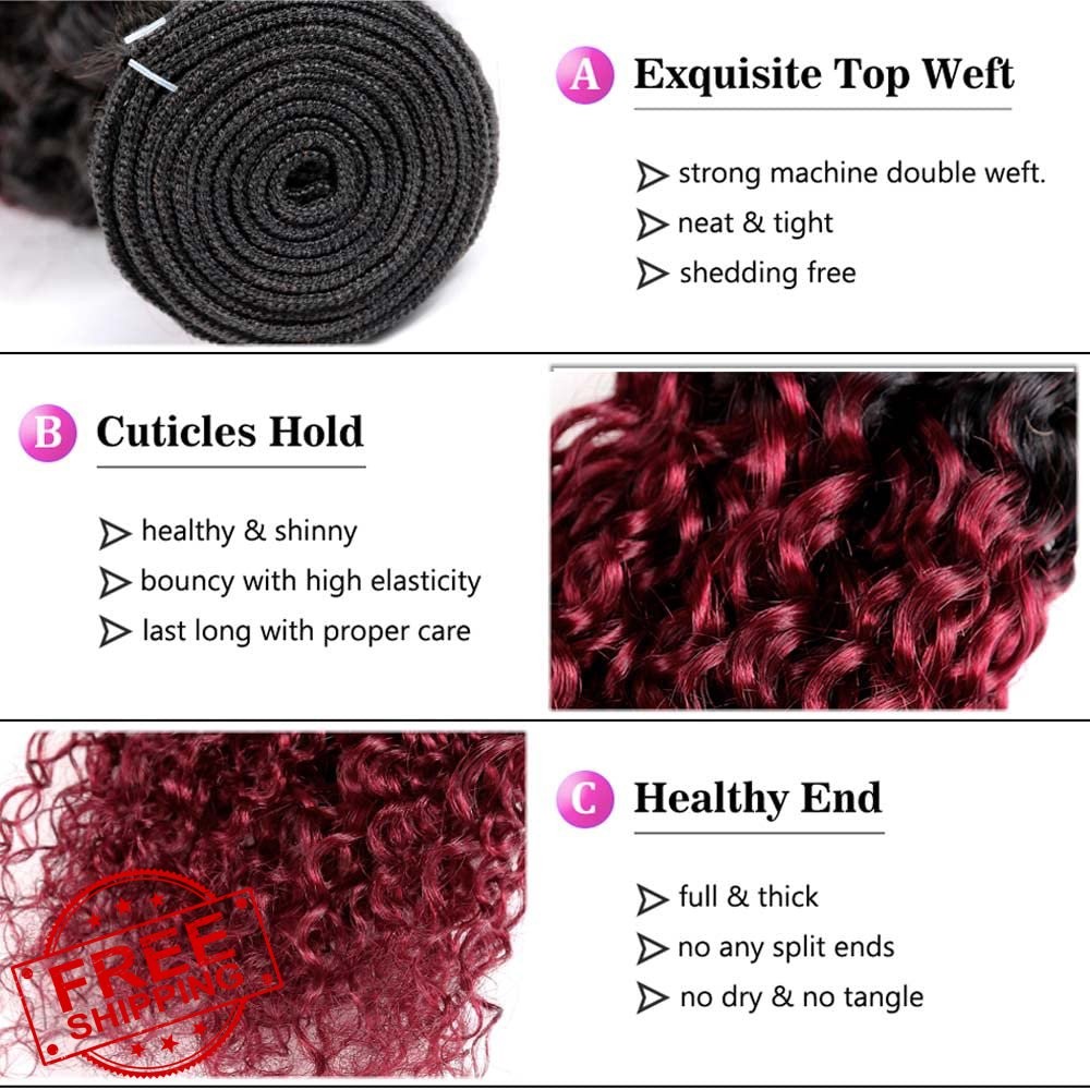 Raivide Hair Bundles 26 Inch Burgundy Wine Red #1B99JWT