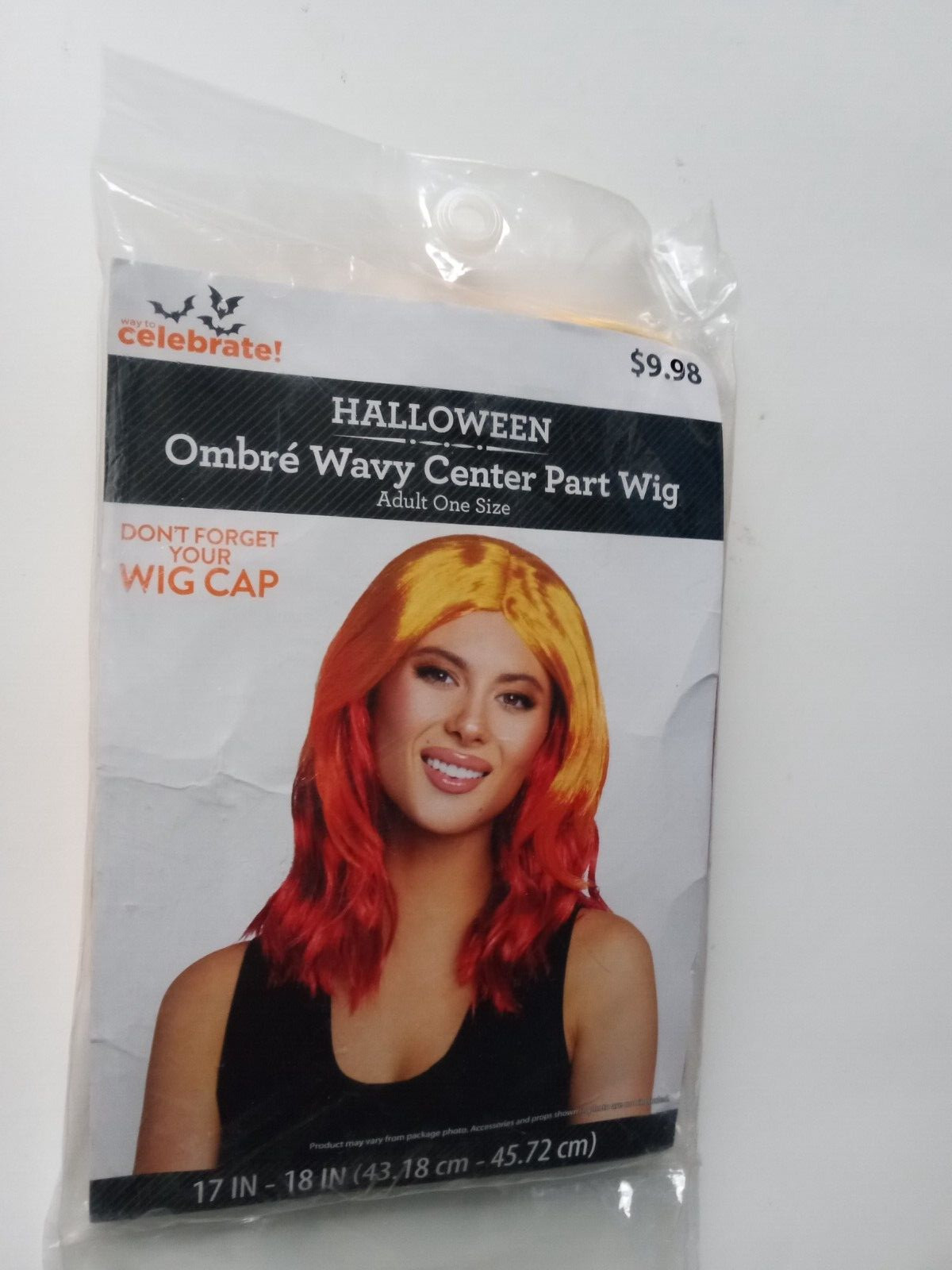 Way To Celebrate OS Ombre Yellow Red Wavy Synthetic Wig Women Cosplay Party