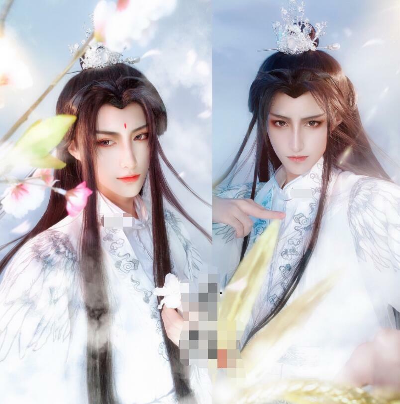 Chinese Ancient Style Men Costume Hanfu Cos Wig Headgear Wig Hairpieces Styling